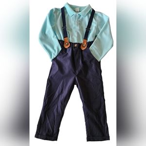 Shein boy's dress slacks/top/suspenders